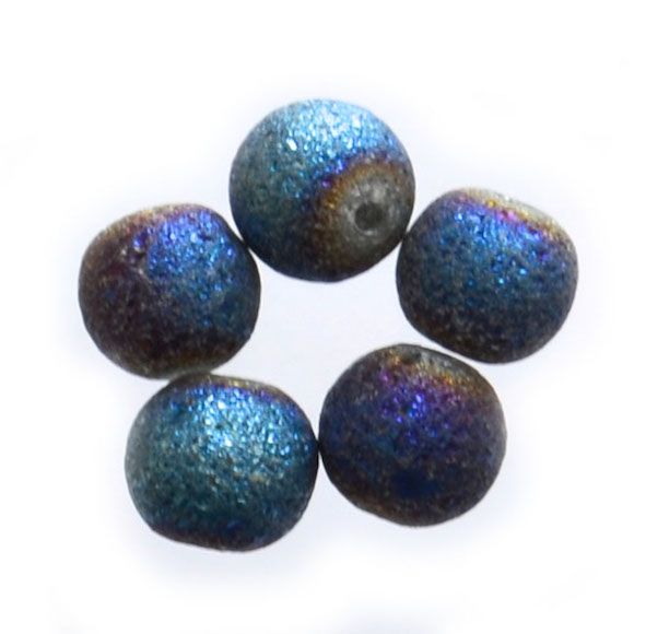 GL6416 8mm Blue Druzy Glass Round
