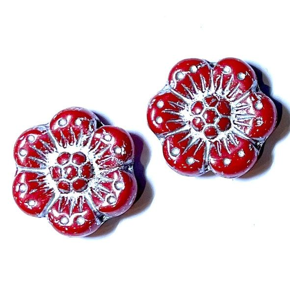 GL6484 12mm Red & Silver Flower