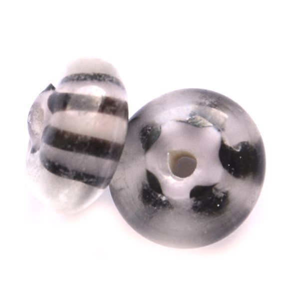 GL6503 Pink and Black Stripe Beads