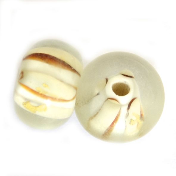 GL6596 Ochre/White Stripe Beads