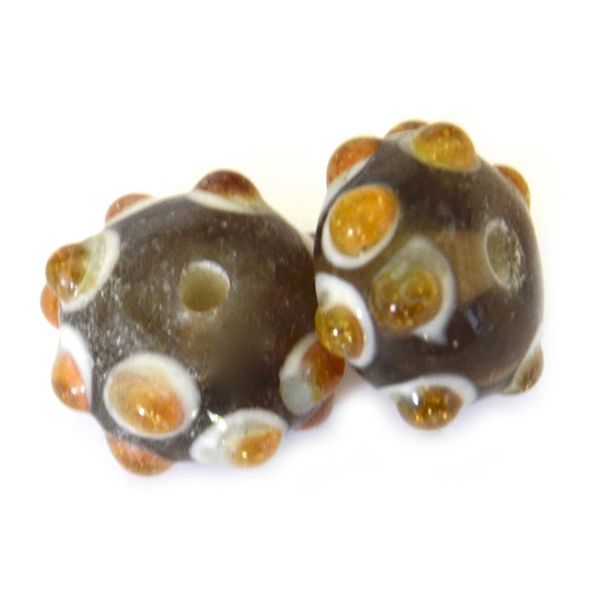 GL6600 Brown & Amber Raised Dotty Beads