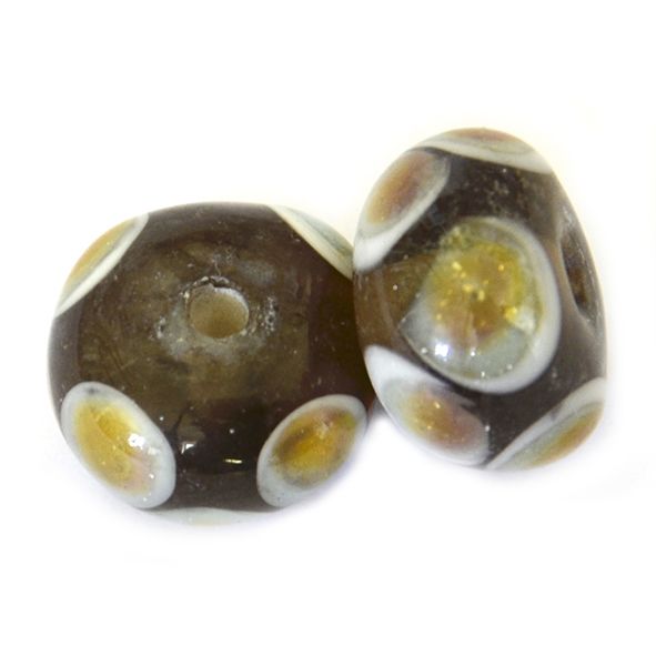 GL6602 Latte/Ochre Dot Beads