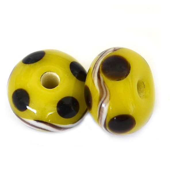 GL6619 Black Dot and Ribbon on Yellow Bead