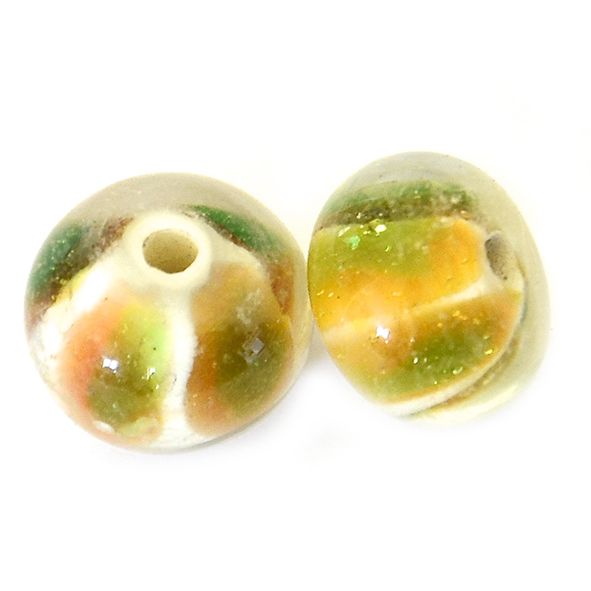 GL6626 Green and Amber Stripe Bead