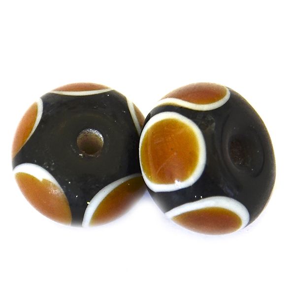 GL6638 Black Bead with Toffee Dots