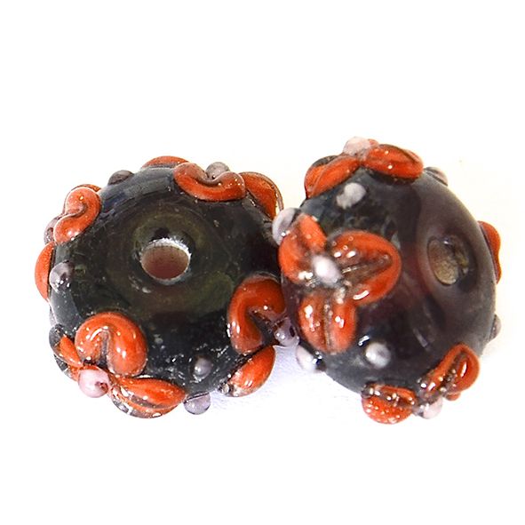 GL6645 Purple Bead with Orange Flower Decoration