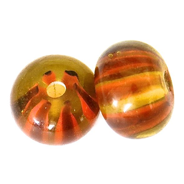 GL6648 Toffee Stripe Rondelle Bead