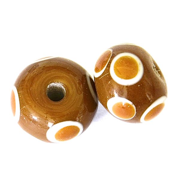 GL6650 Caramel/Toffee Dot Rondelle Bead