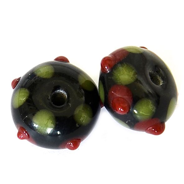 GL6682 Rich Red and Green on Black Bead