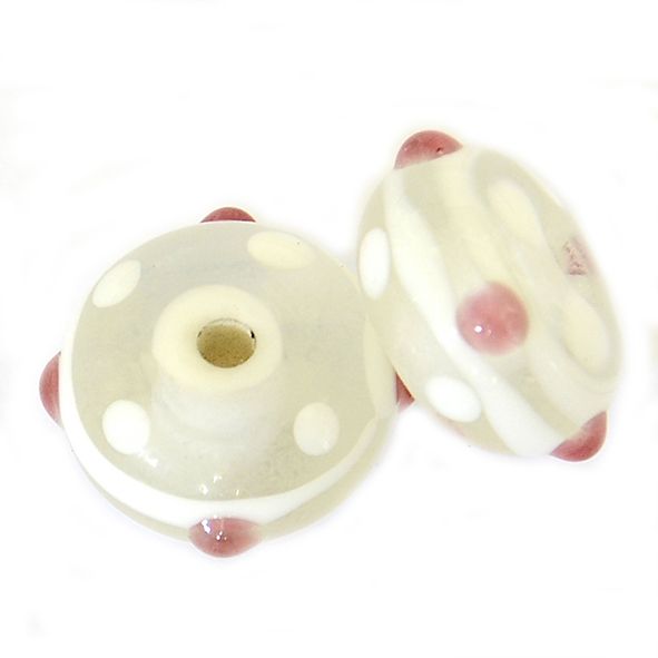 GL6693 Pink and White on Clear Bead