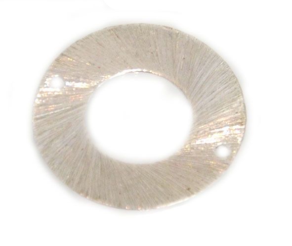 MB416 25mm Silver Double-Drilled Brushed Metal Donut