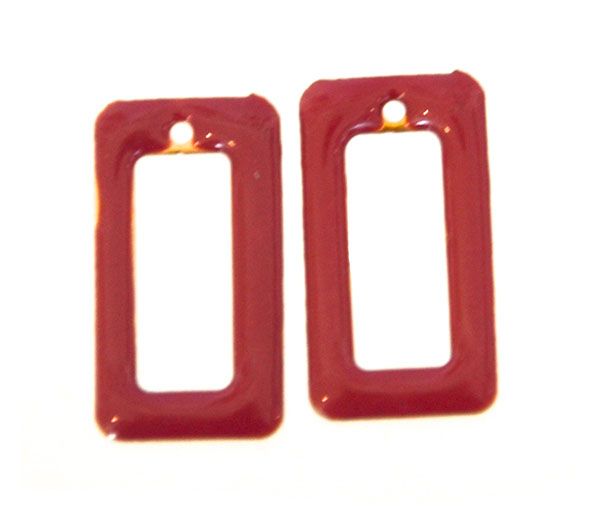 MB445 11x20mm Pink Double-Sided Enamelled Brass Rectangle Link