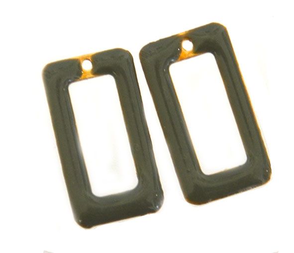 MB450 11x20mm Grey Double-Sided Enamelled Brass Rectangle Link