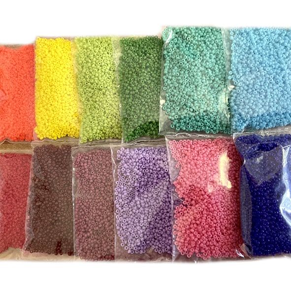 12 Colour Rainbow Opaque Size 15 Seed Bead Palette