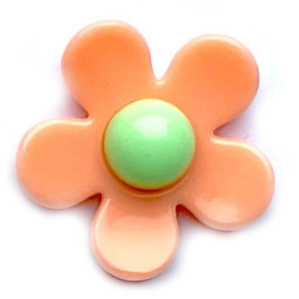 PB181 22mm Acrylic Peach and Green Flower Bead