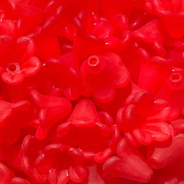 PB252 Red 12x14mm Fuchsia Flower Bead