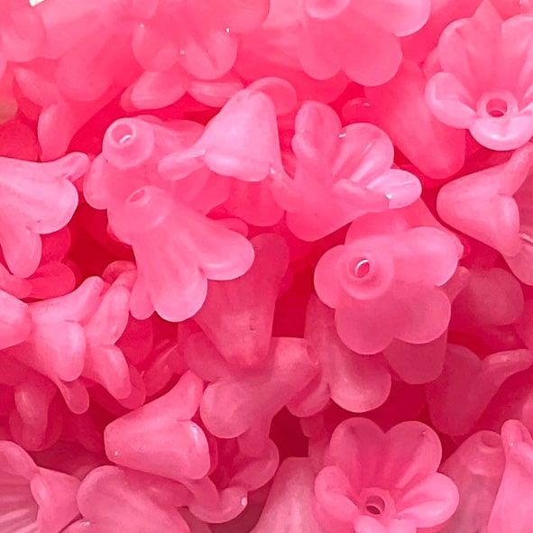 PB253 Pink 12x14mm Fuchsia Flower Bead