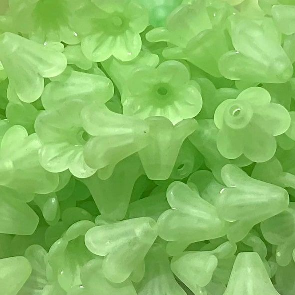 PB255 Spring Green 12x14mm Fuchsia Flower Bead