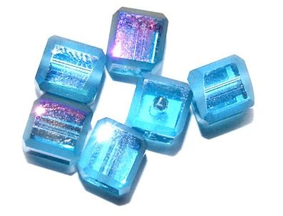 GL3310 Turquoise AB 6mm Cut Edge Cube