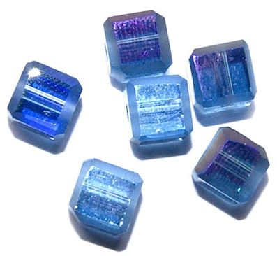 GL3314 Mid Blue AB 6mm Cut Edge Cube