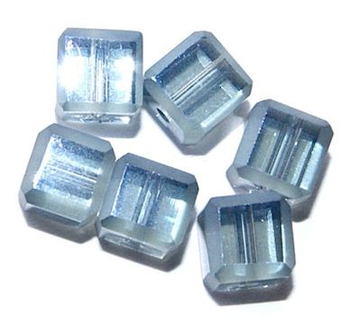 GL3316 Mid Blue Grey Lustre 6mm Cut Edge Cube
