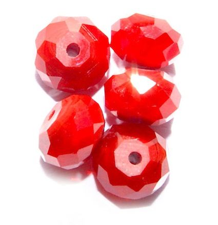 CC1301 6x8mm Red Velvet Cut Glass Rondelle