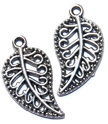 MB839 Silver Filigree Leaf Charm