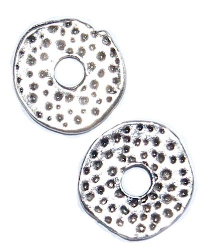 MB848 12mm Antique Silver Dotty Irregular Flat Metal Donut