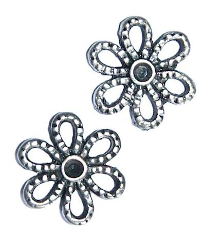 MBx855 12mm Grey Black Flat Metal Openwork Daisy Link