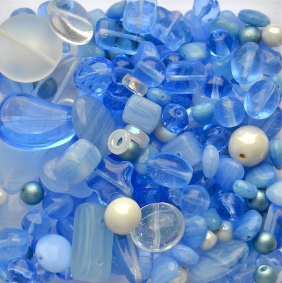 MX164 Sky Blue Pressed Glass Mix