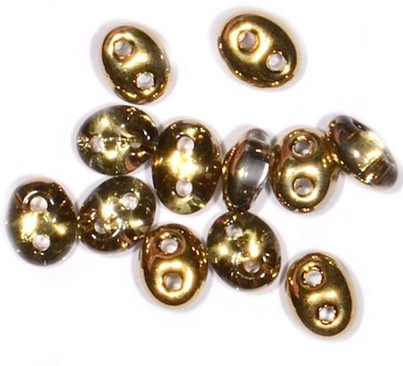 TW026 Half-Plated Metallic Gold Twin Beads