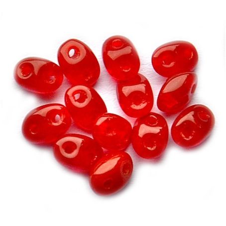 TW041 Translucent Dark Red Twin Beads