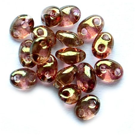 TW069 Lustre Transparent Bronze Twin Beads
