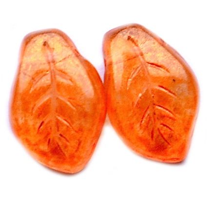 GL4045 14x9mm Orange Lustred CH Leaf