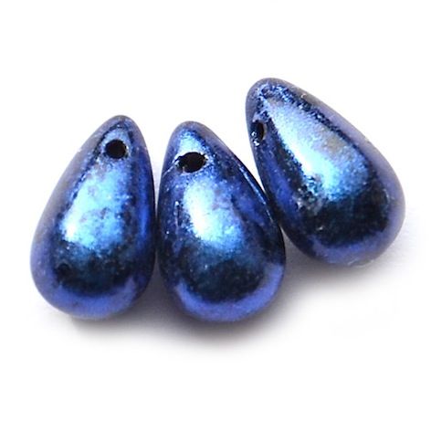 GL4112 10x6mm Navy Top Hole Metallic Drop