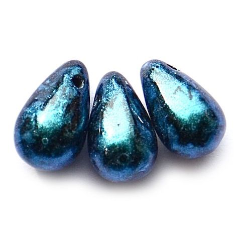 GL4115 10x6mm Teal Top Hole Metallic Drop