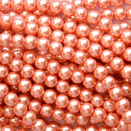 GP616 6mm Warm Peach Glass Pearls
