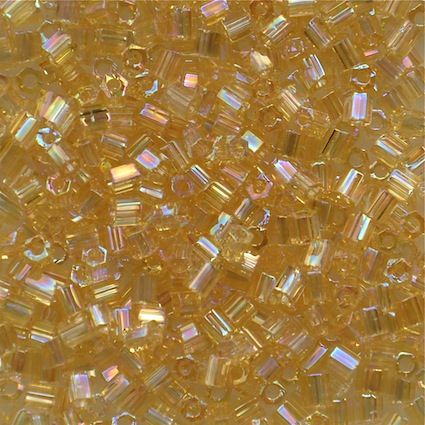 HEX909 Transparent Topaz AB Size 11 Hex Beads