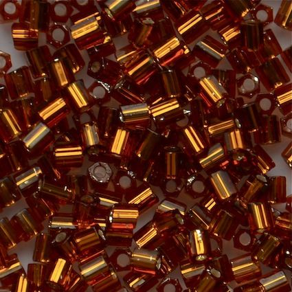 HEX913 Silver Lined Dark Topaz Size 8 Hex Beads