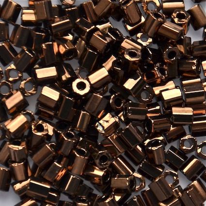 HEX914 Lustre Bronze Size 8 Hex Beads