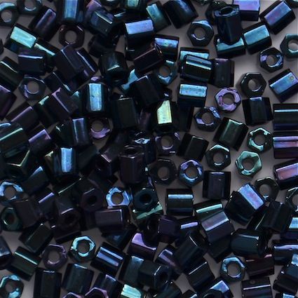 HEX487 Scarab Blue Size 8 Hex Beads