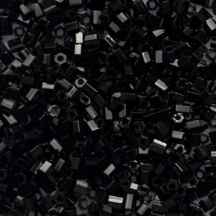HEX757 Black Size 11 Hex Beads