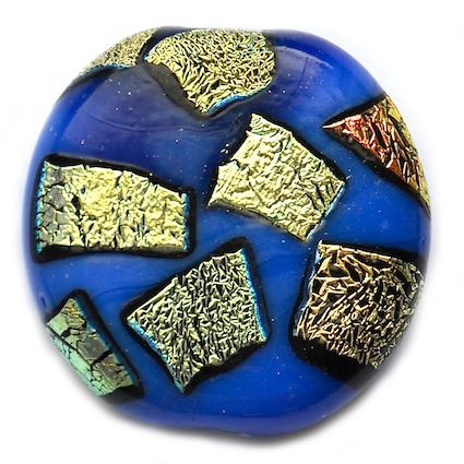 GL5080 30mm Sapphire Blue flat disc with metallic gold decoratio