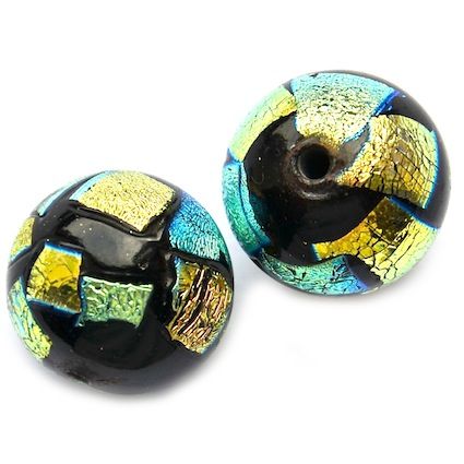 GL5095 20mm Black Round with metallic gold decoration