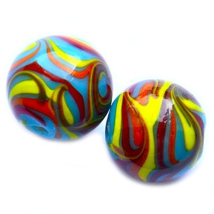 GL5099 14mm Multi Stripe on Turquoise Round