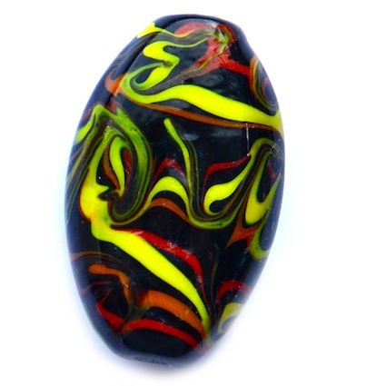 GL5114 28x16mm Multi Stripe on Black Flat Oval