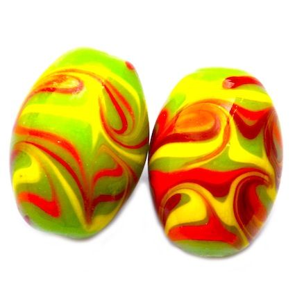 GL5122 20x12mm Multi Stripe on Lime Oval