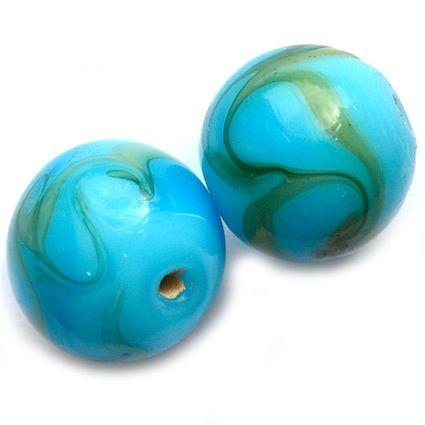 GL5141 14mm Turquoise Swirl Round