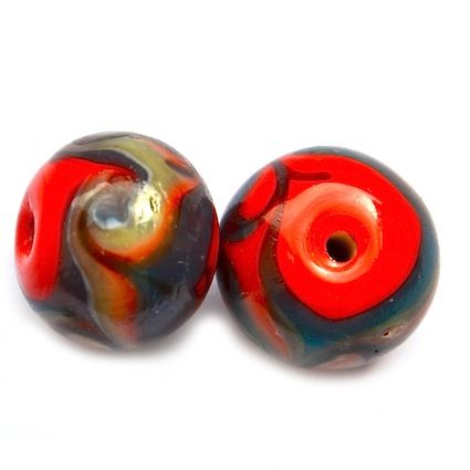 GL5142 14mm Red Swirl Round