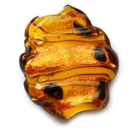 GL5155 24x20mm Wiggle Edge Amber Goldstone Flat Oval